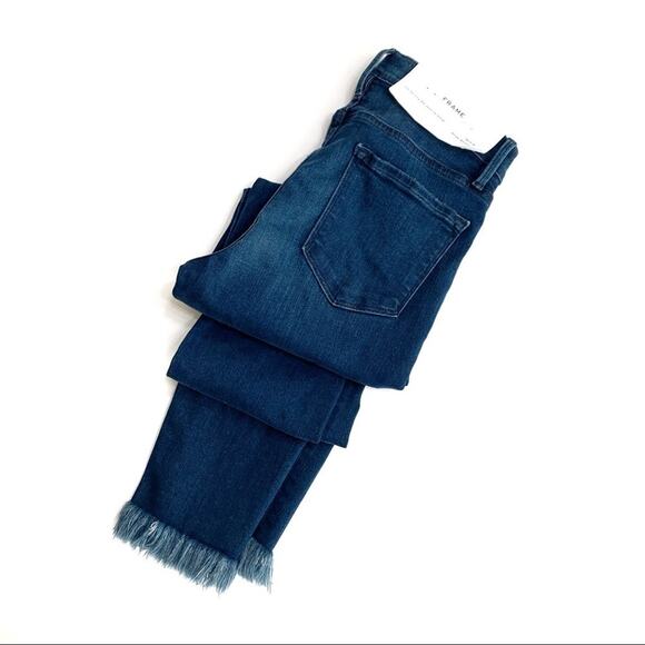 Frame Le Skinny de Jeanne Crop Frayed Hem Jeans Size 29 - Picture 2 of 8